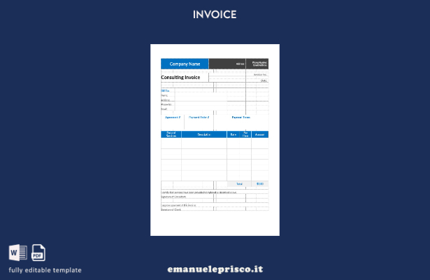modello di fattura per consulenza di stile verificato