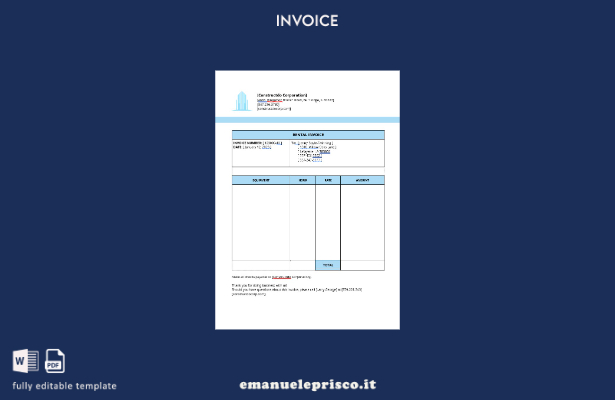 modello di fattura per il noleggio di attrezzature di stile verificato