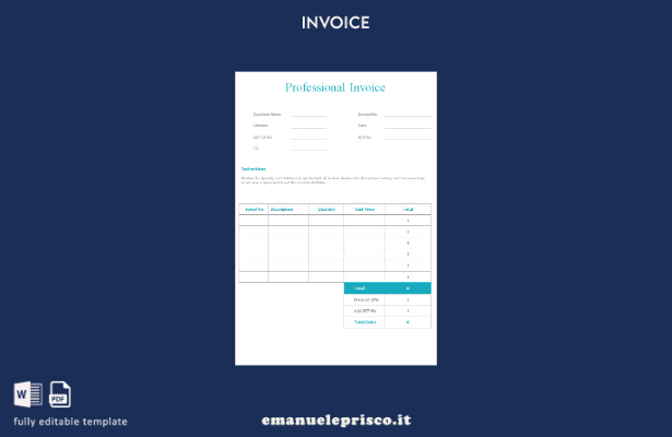 modello di fattura professionale gratuito in stile verificato