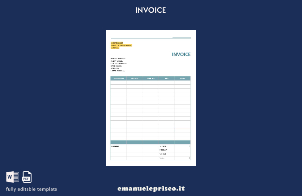 modello di fattura software vuoto in stile verificato
