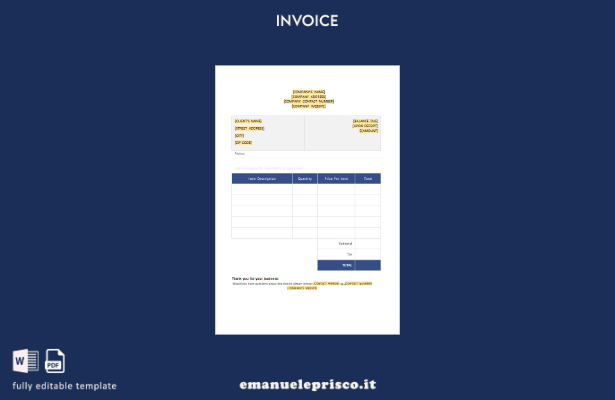 modello di fattura vuota gratuita in stile verificato