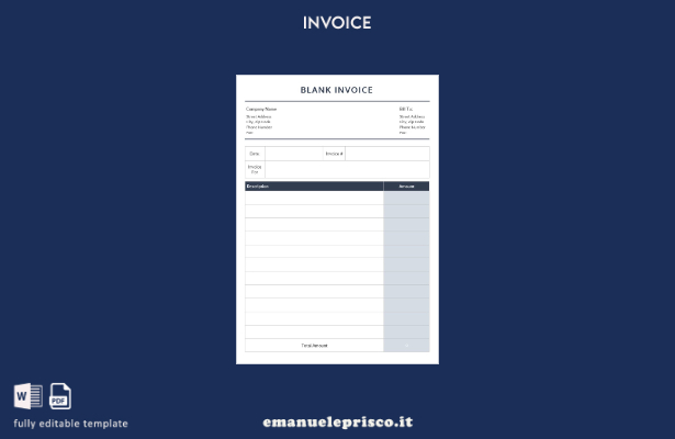 modello di fattura vuota modificabile in stile verificato