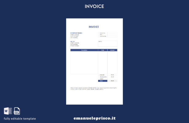 modello di formato di fattura gratuito in stile verificato