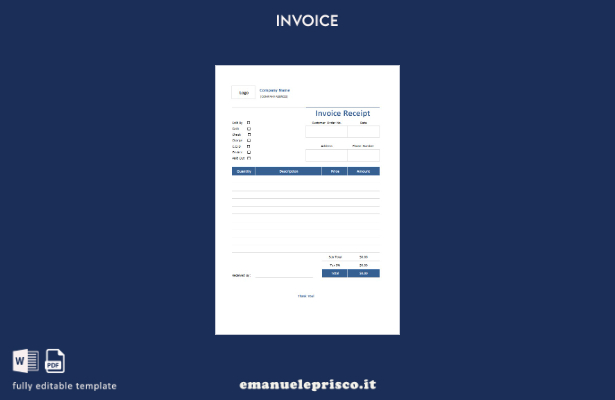 modello di ricevuta di fattura gratuito in stile verificato