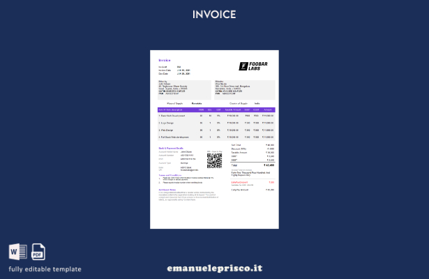 stile verificato Fattura aziendale India Foobar Labs Information Technology in f