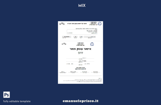 modello di approvazione del rivenditore dell'autorità fiscale israeliana in stil