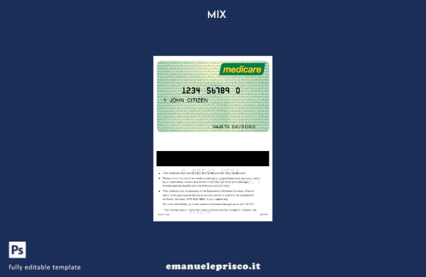modello di carta Australia Medicare in stile verificato