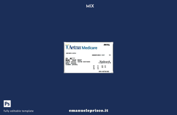 modello di carta USA Aetna Medicare stile verificato