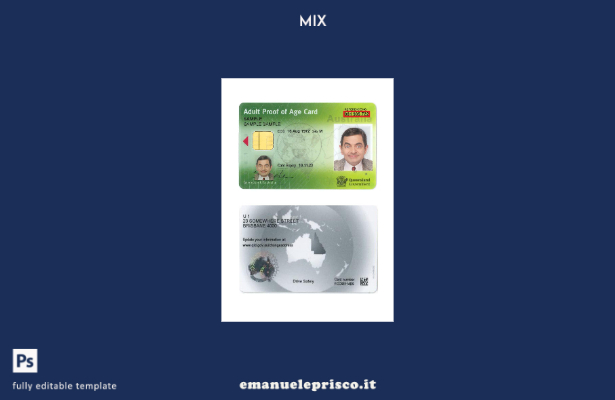 modello di carta di prova dell'età in stile verificato Australia Queensland
