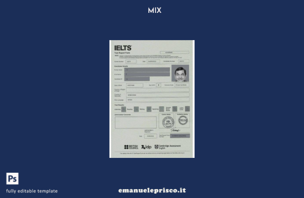 modello di modulo di rapporto Ielts del Regno Unito in stile verificato