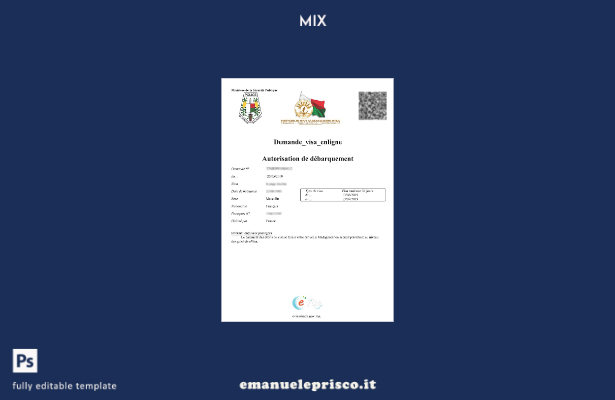 modello di permesso di lavoro in Madagascar in stile verificato