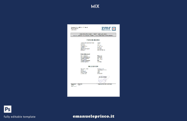 stile verificato Austria ZMR Zentrales Melderegister Modello di documento del re