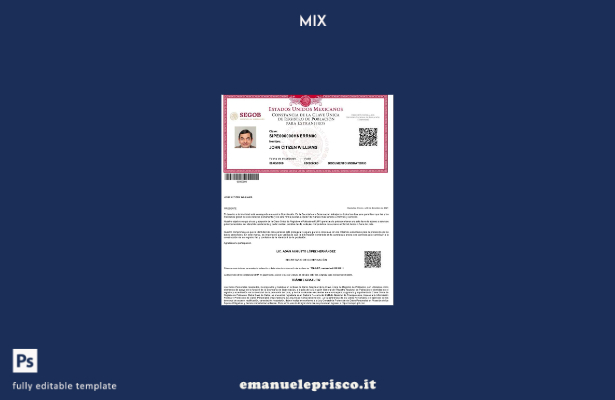 stile verificato Modello Messico Registro de Poblacion de Mexico (numero CURP).