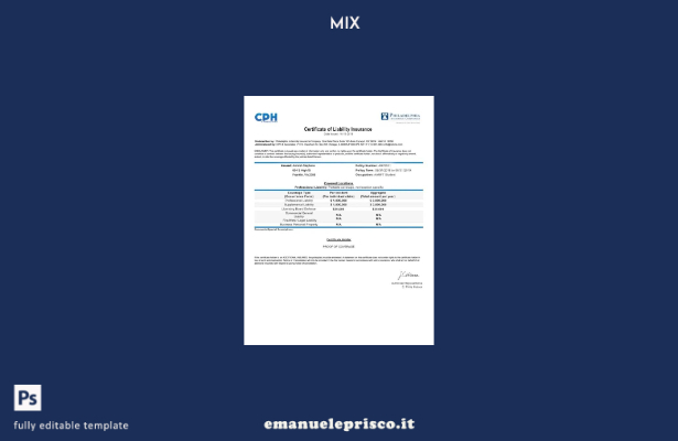 stile verificato Modello di certificato di assicurazione di responsabilità civil