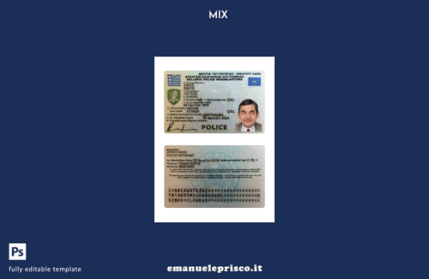 stile verificato Modello presente della carta d'identità della polizia greca