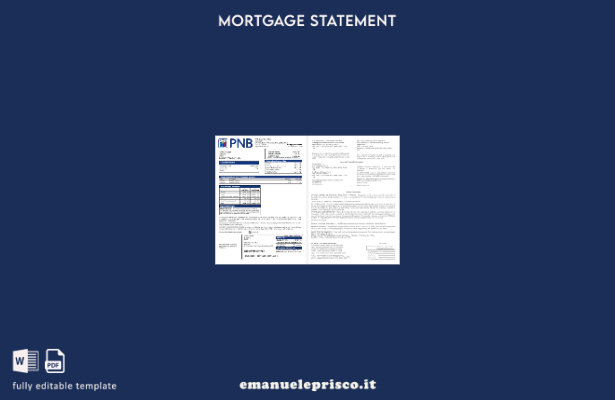 estratto conto del mutuo bancario PNB degli Emirati Arabi Uniti in stile verific