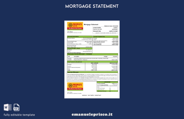 estratto conto del mutuo della Banca popolare dello Sri Lanka in stile verificat