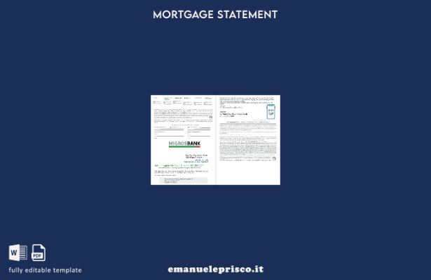 estratto conto del mutuo ipotecario della banca svizzera Migrosbank in stile v 1