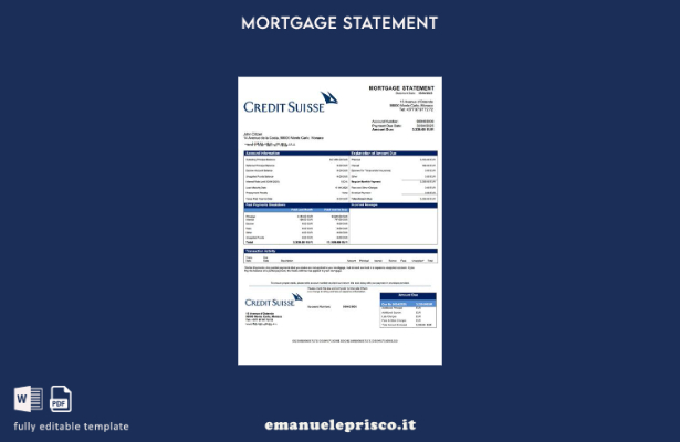 estratto conto ipotecario Monaco Credit Suisse (Monaco) in stile verificato Mode