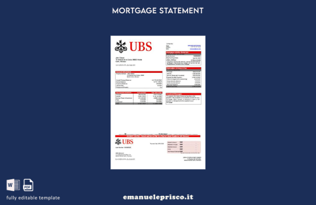 estratto conto ipotecario Monaco UBS (Monaco) in stile verificato Modello Word e