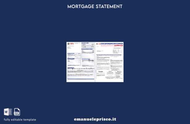 estratto conto ipotecario bancario svizzero UBS in stile verificato nei formati