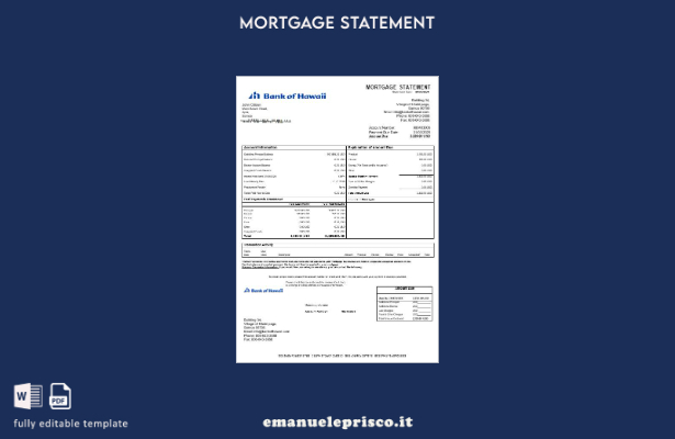 estratto conto ipotecario della Samoa Bank of Hawaii in stile verificato nel mod