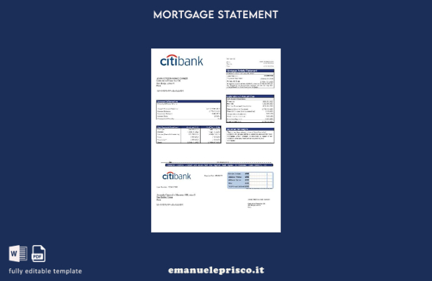 estratto conto mutuo Citibank Perù in stile verificato nel modello di formati Wo
