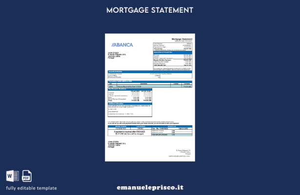 estratto conto mutuo Portogallo Abanca in stile verificato nel modello in format
