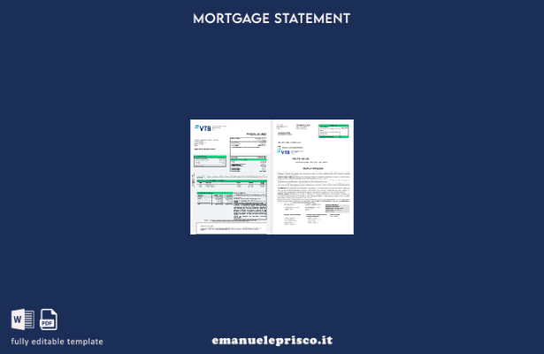 estratto conto mutuo bancario Russia VTB in stile verificato nel modello di form