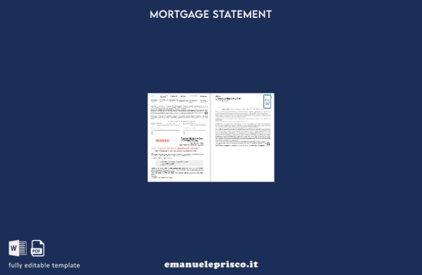 estratto conto mutuo ipotecario UK Monzo Bank in stile verificato nei formati Wo