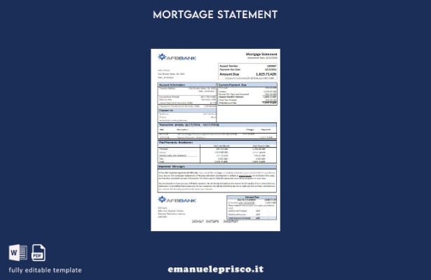 modello di estratto conto del mutuo bancario AFB dell'Azerbaigian in stile verif