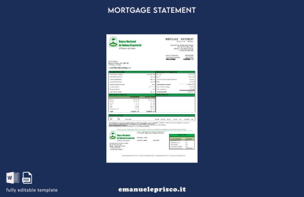 modello di estratto conto del mutuo bancario della Banca nazionale della Guinea