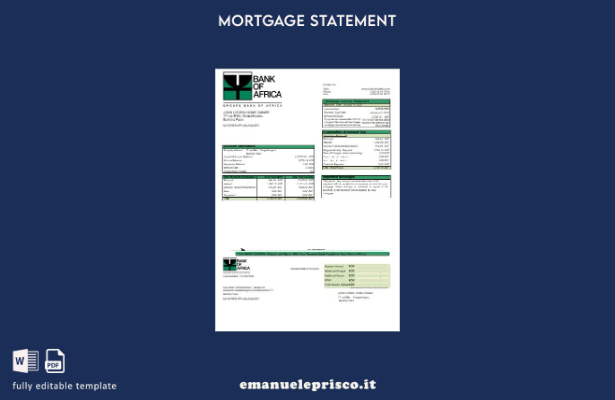 modello di estratto conto del mutuo bancario della Burkina Faso Bank of Africa i