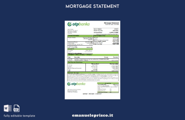 modello di estratto conto ipotecario Croazia OTP Bank in stile verificato