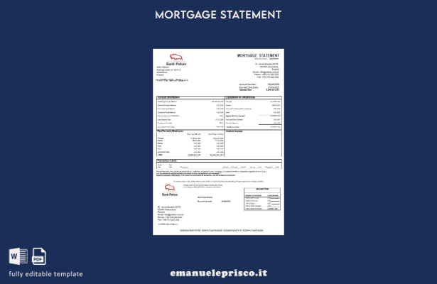 modello di estratto conto ipotecario Polonia Bank Pekao S.A in stile verificato