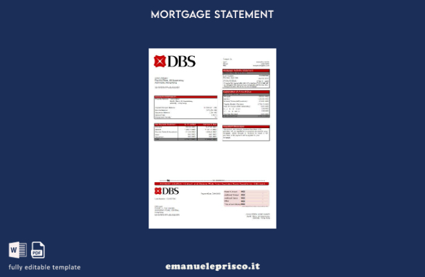 modello di estratto conto ipotecario bancario DBS di Hong Kong in stile verifica