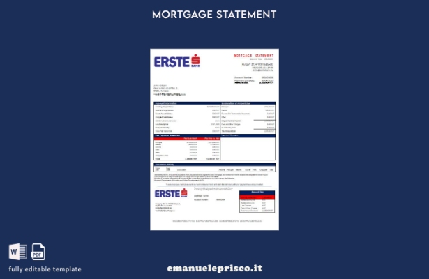 modello di estratto conto ipotecario bancario Ungheria Erste in stile verificato