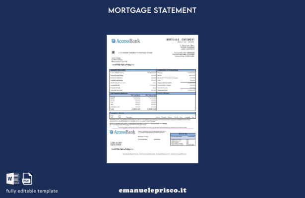 modello di estratto conto ipotecario dell'Azerbaigian Access Bank in stile verif