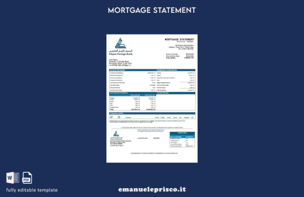 modello di estratto conto ipotecario di una banca estera libica in stile verific
