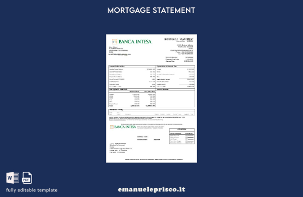 modello di estratto conto mutuo Banca Intesa Serbia in stile verificato nel mode