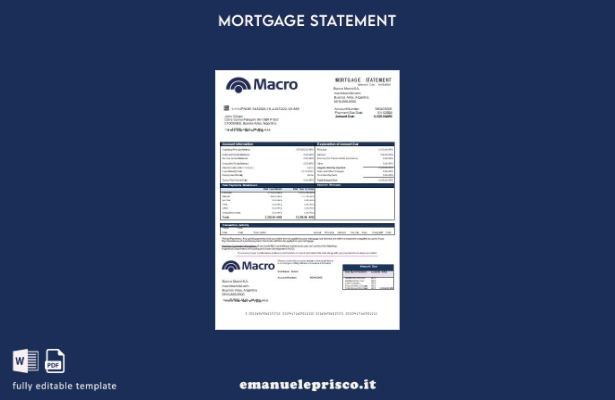 modello di estratto conto mutuo bancario Argentina Banco Macro S.A. stile verifi