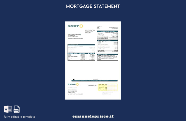 modello di estratto conto mutuo bancario Australia Suncorp in stile verificato