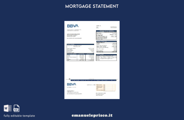 modello di estratto conto mutuo bancario BBVA Argentina in stile verificato