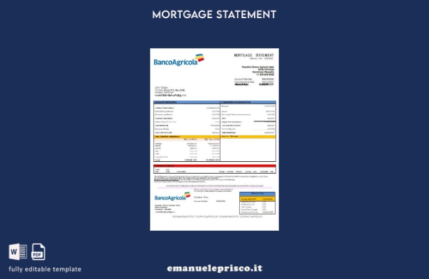 modello di estratto conto mutuo bancario Banco Agricola Repubblica Dominicana st