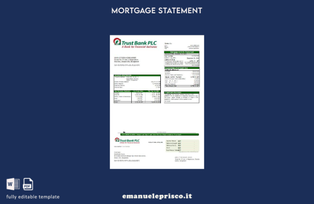 modello di estratto conto mutuo bancario Bangladesh Trust in stile verificato