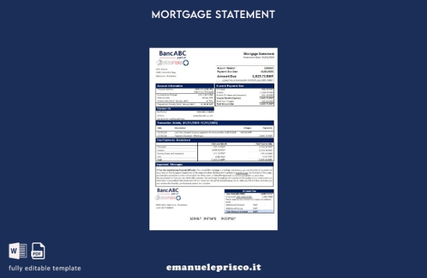 modello di estratto conto mutuo bancario Botswana Bank ABC in stile verificato
