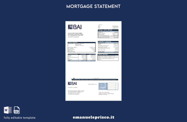 modello di estratto conto mutuo bancario Cabo Verde BAI in stile verificato