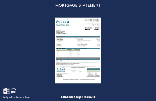 modello di estratto conto mutuo bancario Congo Ecobank in stile verificato