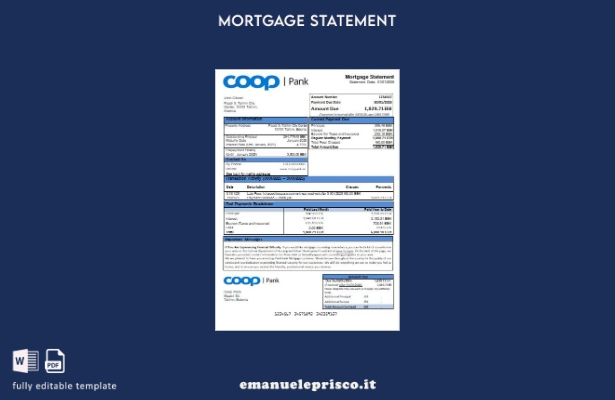 modello di estratto conto mutuo bancario Estonia Coop Pank in stile verificato