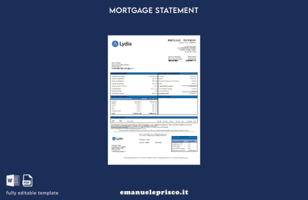modello di estratto conto mutuo bancario Francia Lydia Noir stile verificato
